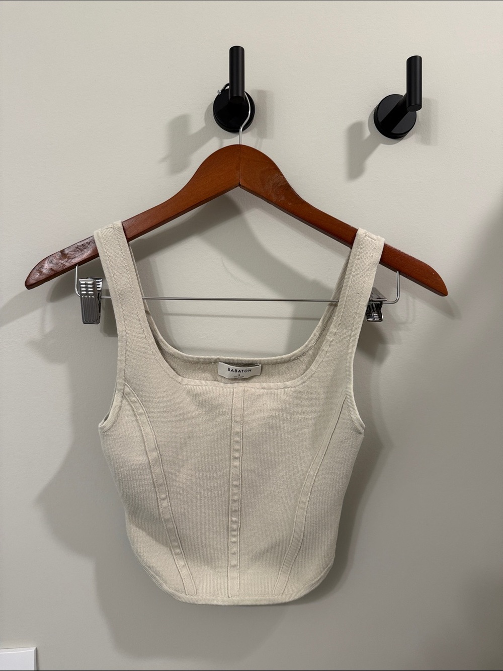 Babaton Cream Square-Neck Fitted Tank